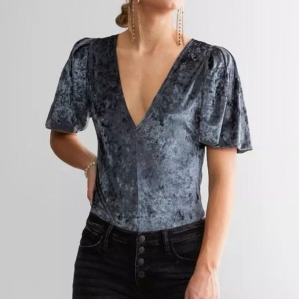 Free People "Don't You Wish" velvet bodysuit